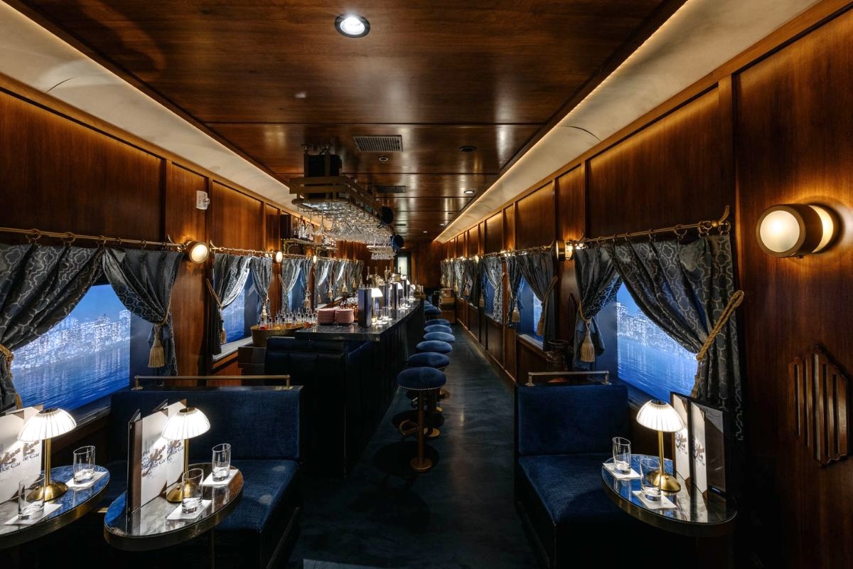 While the dark and moody train car doesn't appear to have something as light as high tea, it actually serves one of the best. | Photo courtesy of Platform 18