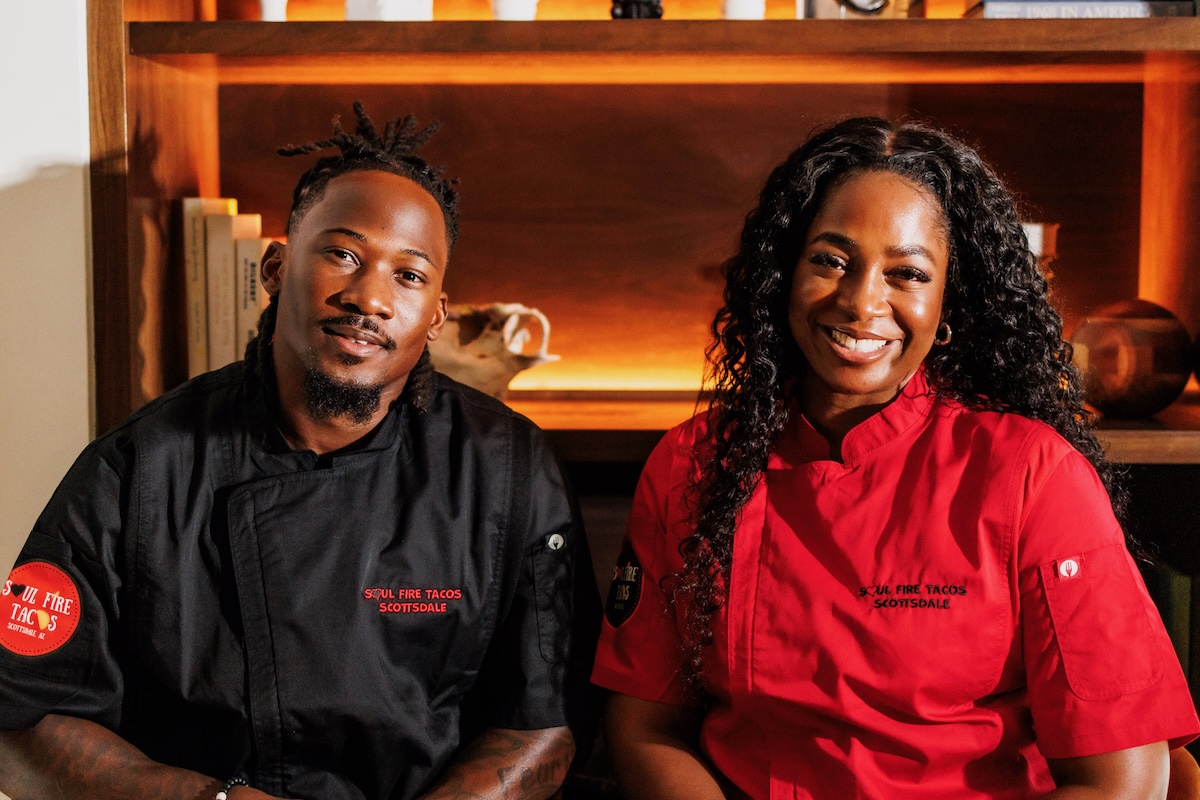 Chef and owner Dana Dumas with her Soul Fire Tacos chef, Johnnie Dixon, a former NFL wide receiver and Ohio State national champion. | Photo courtesy of Soul Fire Tacos