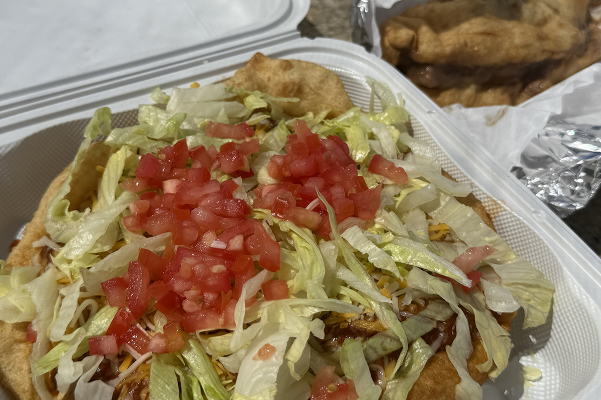 The Navajo Taco and Green Chile Taco are served on hot, fresh-made fry bread. | Photo by Rebecca L. Rhoades
