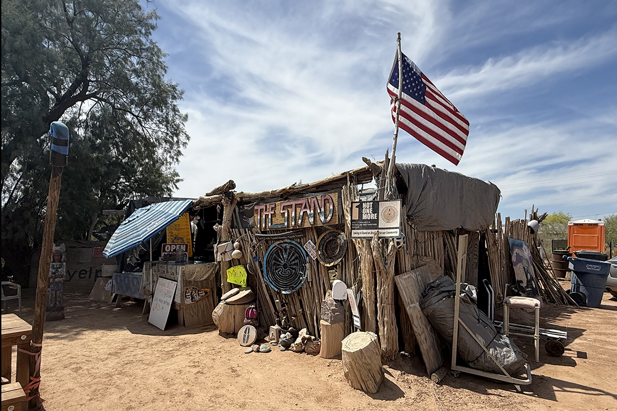 The Stand is built from arrowroot and cactus ribs and dishes up some of the state’s best fry bread. | Photo by Rebecca L. Rhoades