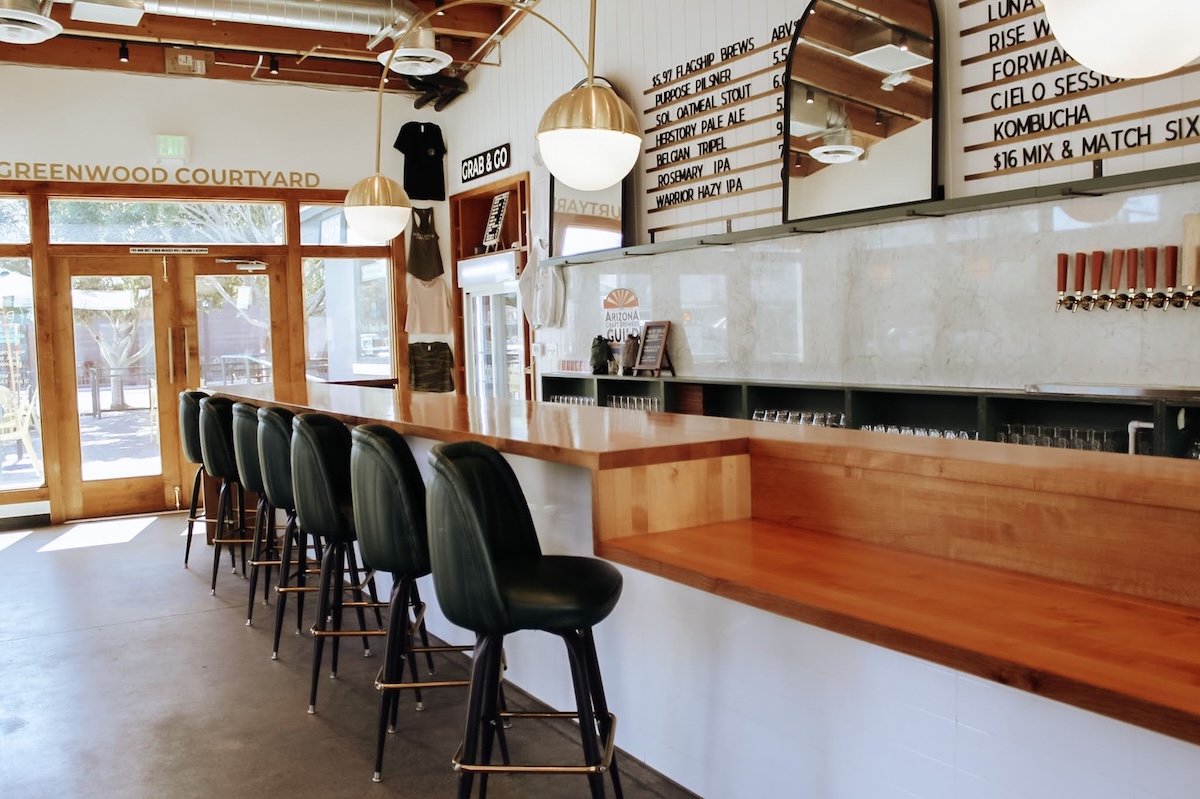 Inside the bright and airy taproom. | Photo courtesy of Greenwood Brewing