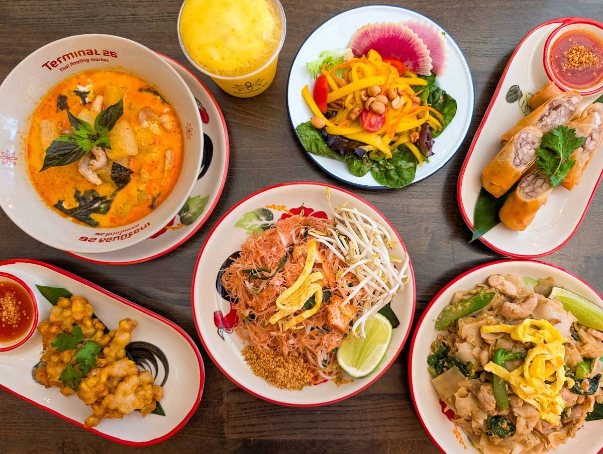 Terminal 26 - DiningOut A spread of Thai street food favorites at Terminal 26 includes curries, noodles, salads, and snacks inspired by the flavors of Thailand’s bustling floating markets. | Photo by Terminal 26