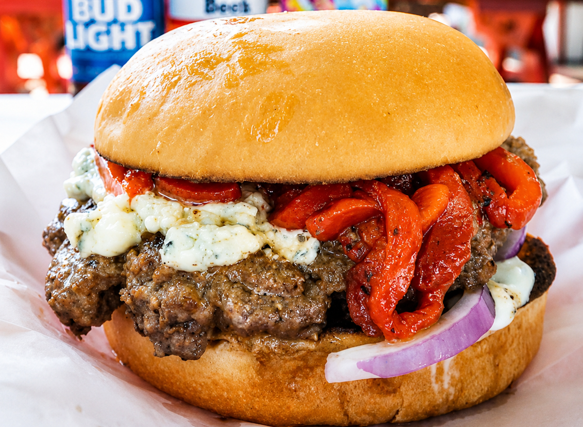 Red White Blue Burger - DiningOut Red, white, and blue burger at Lankford's. | Photo by Sina Asgari