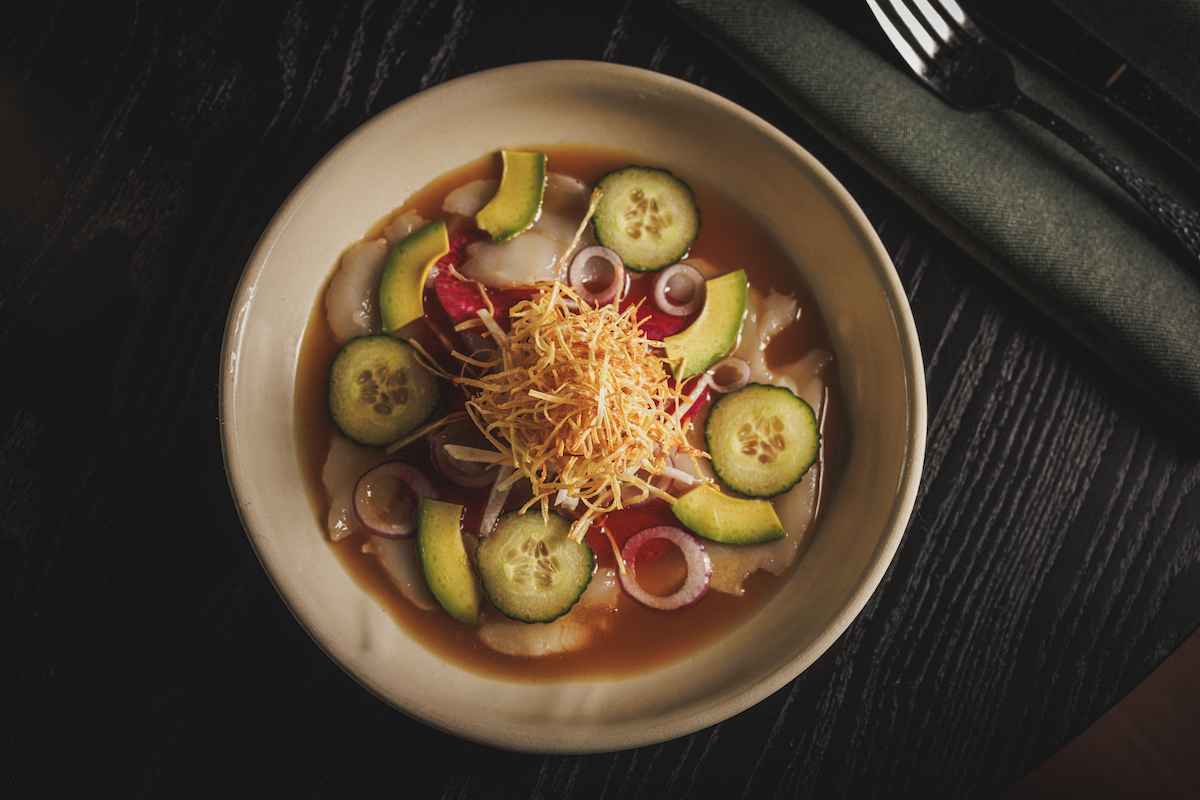 Sashimi scallops at Sueño are served with a tamarind ponzu, avocado, cucumber, and radish. | Photo by Samantha Marie Photography