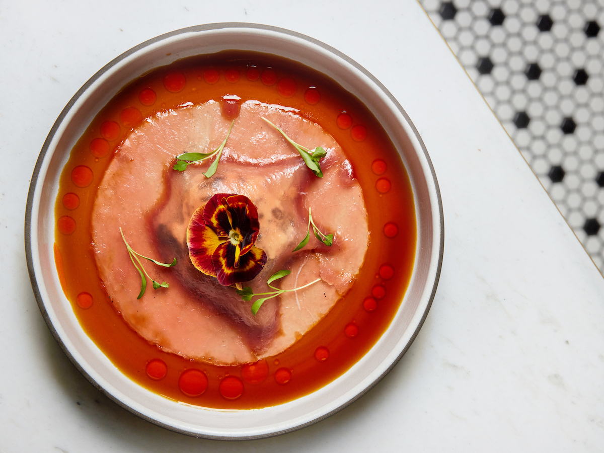 Luella - DiningOut The Tuna Veil from Luella’s Raw/Rolled menu showcases the restaurant’s Italian steakhouse concept with subtle Japanese influences. | Photo by Luella
