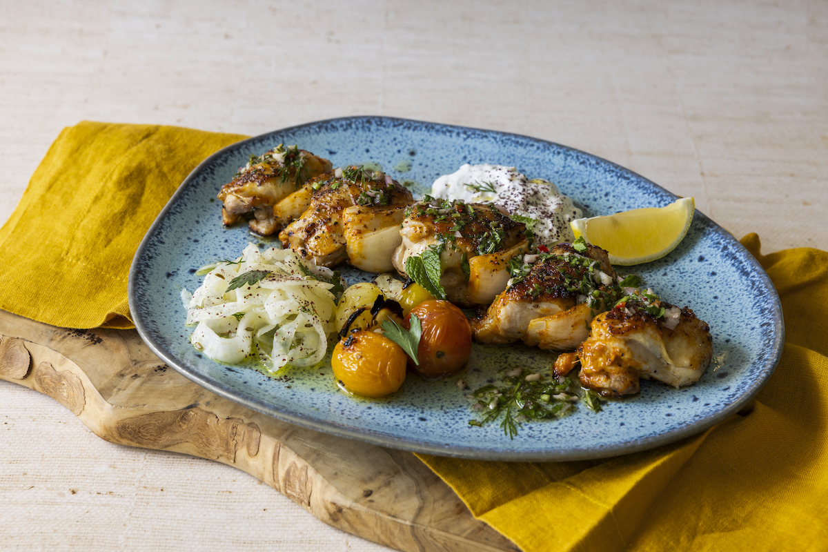 YY Menu update shoot day 2 - November 2025 Photographer Julie Soefer - DiningOut Heritage Chicken Souvlaki, on the Pappas Restaurant Weeks menu at Yiayia's. | Photo by Julie Soefer