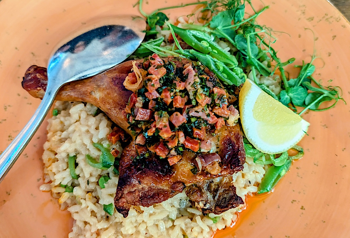 The new Arroz de Pato, duck confit, at Lucina Eatery & Bar in Denver. | Photo by Linnea Covington news