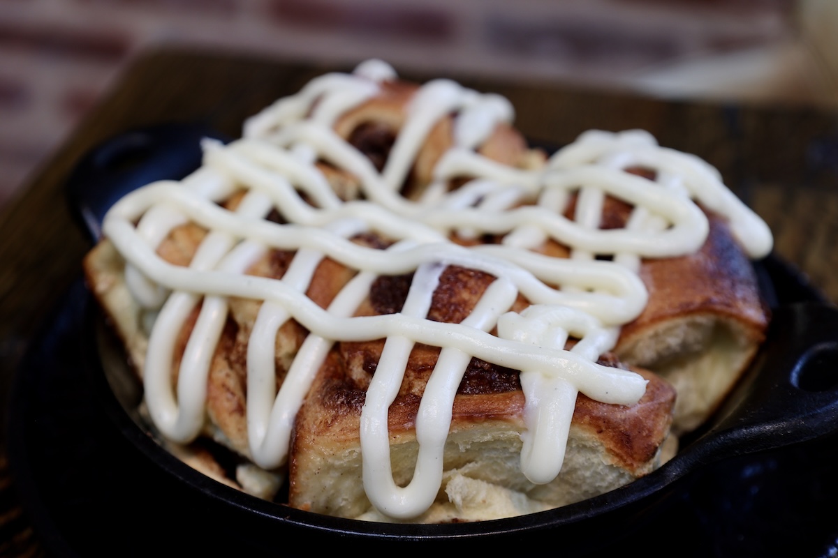 The Cast Iron Cinnamon Rolls are a new brunch item. | Photo courtesy of Woodie Fisher