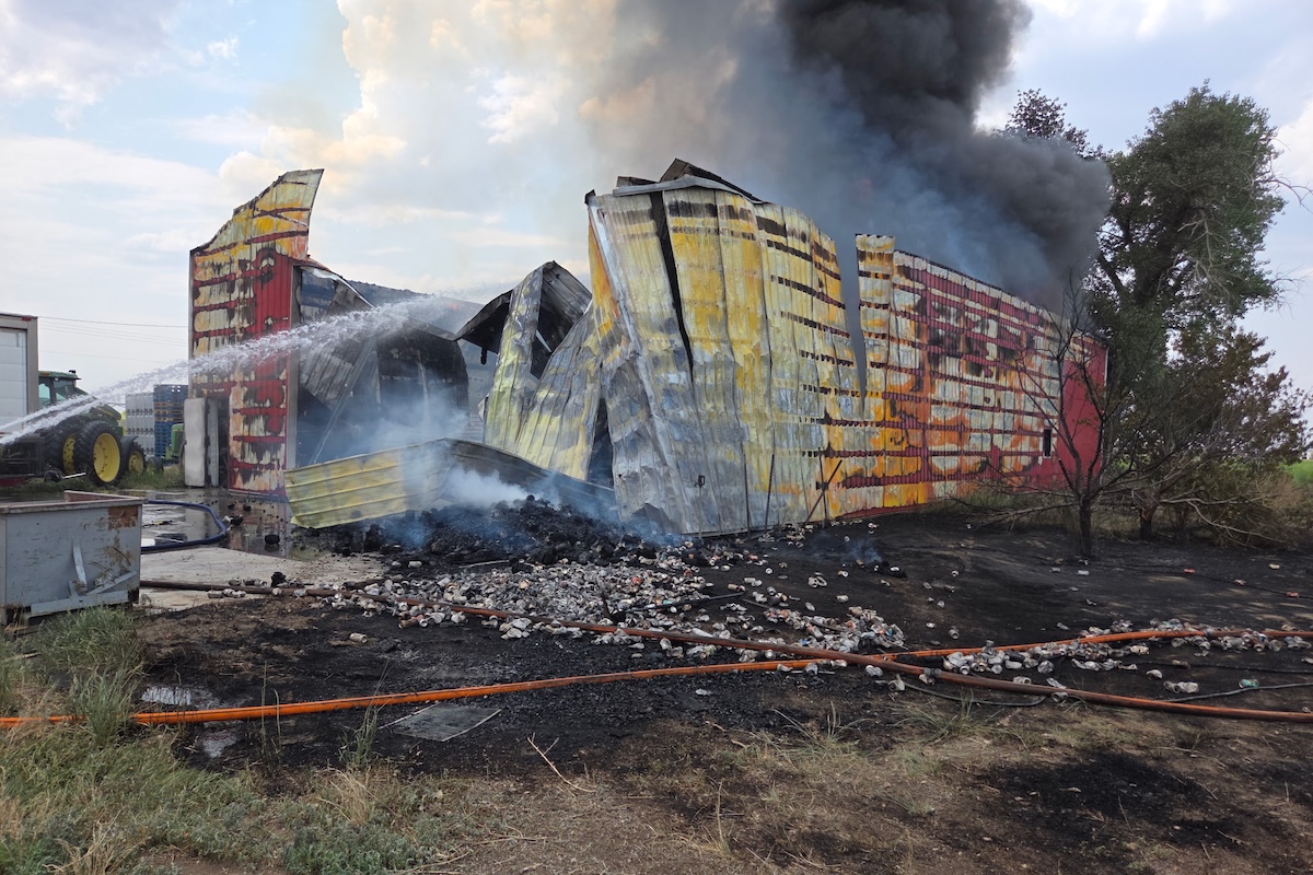 The fire damage at Kiowa Valley Organic. | Photo courtesy of David Rippe