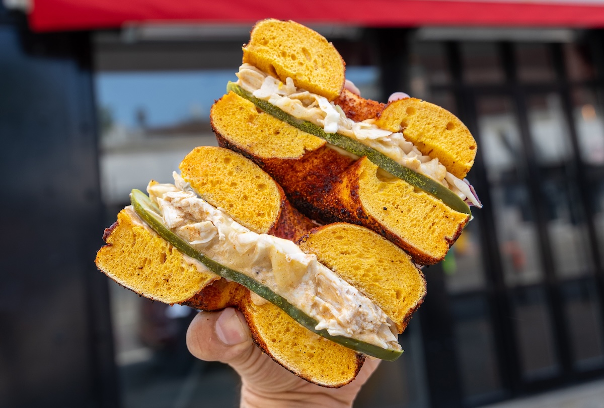 The peri-peri chicken bagel at the Nando's pop-up | Photo courtesy of Nando's/Utopia Bagels