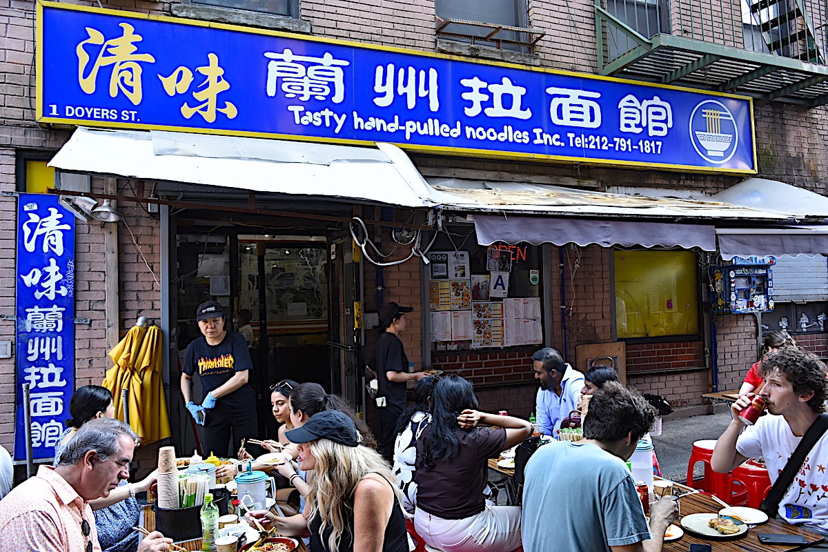 Outside this busy NYC noodle shop. | Photo courtesy of Tasty Hand Pulled Noodles