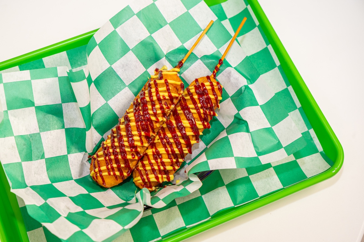 Fancy corn dogs and more at Camps 5 Acres. | Photo by Noah Fecks