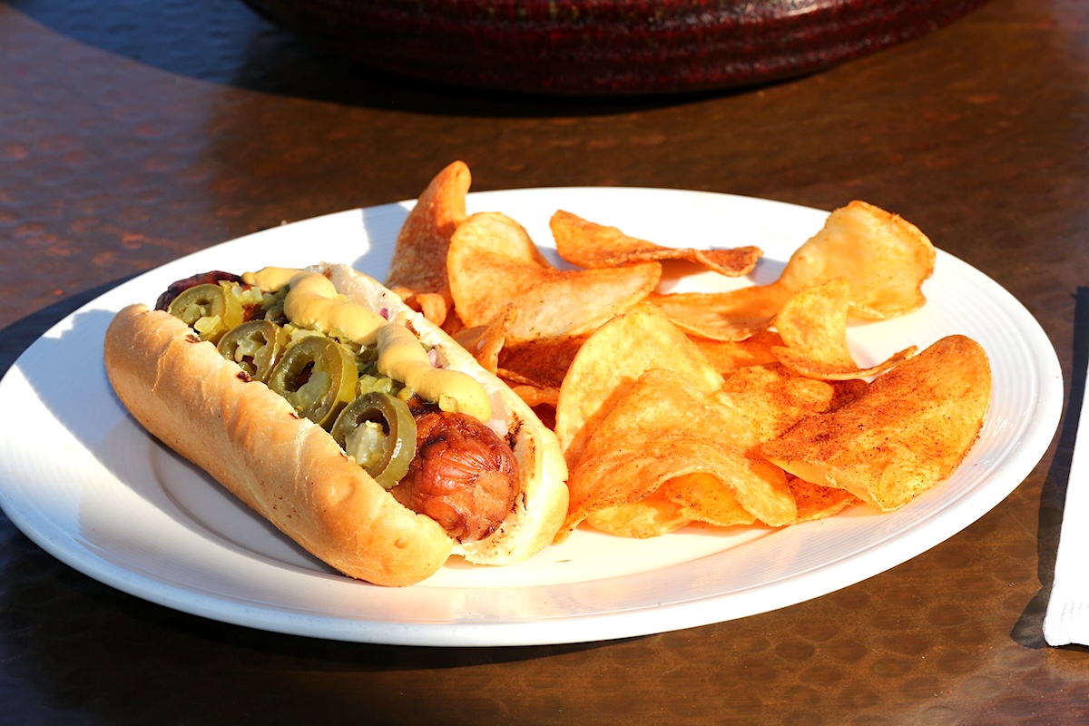 Enjoy a large hot dog at this Arizona golf course. | Phot courtesy of Saguaro Grille at We-Ko-Pa Golf Club
