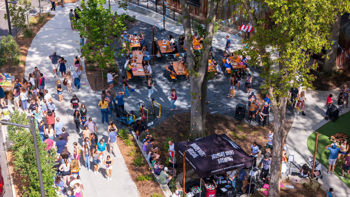An overhead view of the crowd at last year’s inaugural Gluten Freedom Festival that filled Monday Night Brewing for an afternoon of gluten-free food, drinks, and festivities. | Photo by Monday Night Brewing