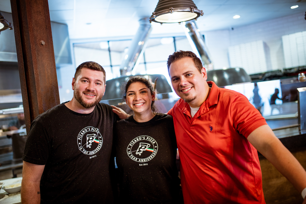 Pizaro’s Pizza owners Brad Bean, Nicole Bean, and Matt Hutchinson are preparing to expand the family-owned pizzeria with new locations at IAH and in Meyerland. | Photo by Pizaro’s Pizza
