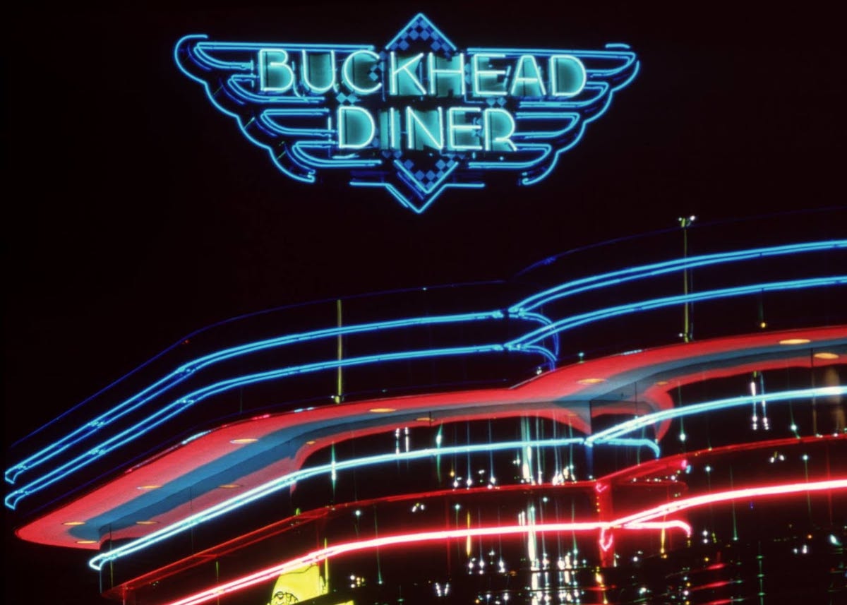 The neon-lit Buckhead Diner was among the bygone Atlanta restaurants DiningOut readers said they still miss. | Photo by Buckhead Diner