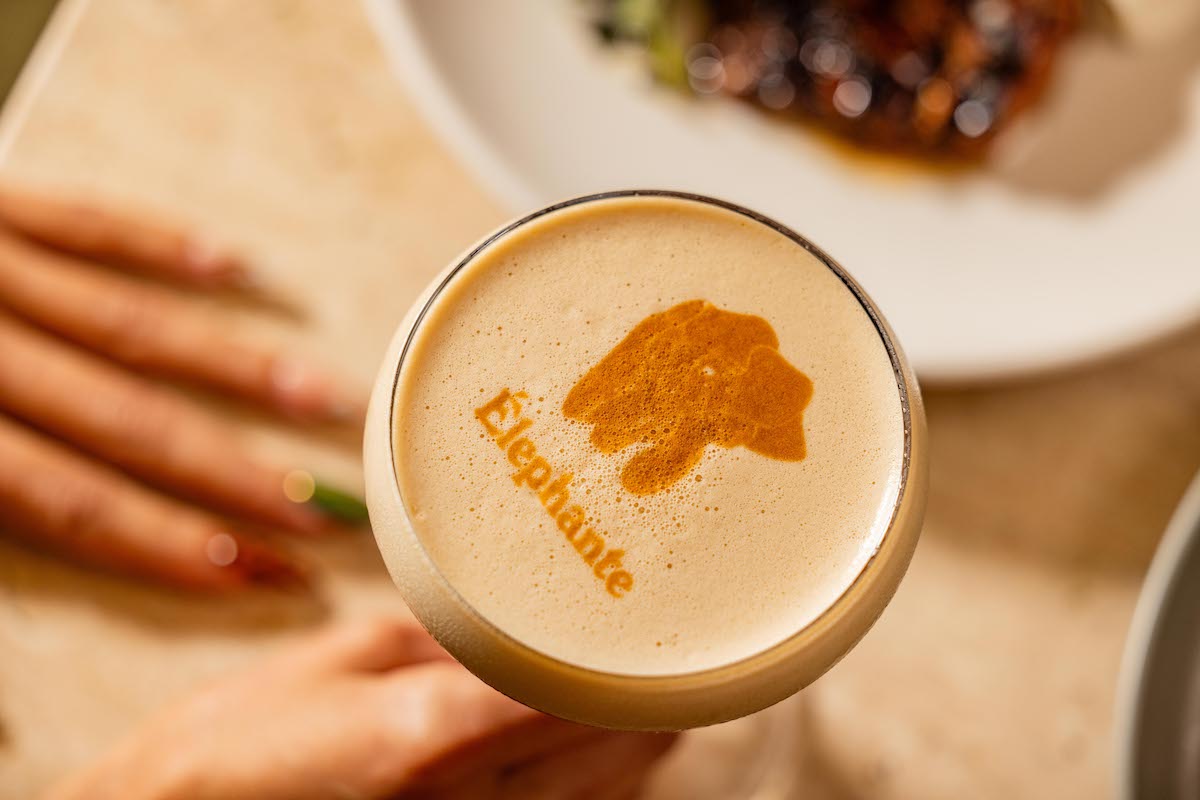 Élephante DAL - DiningOut Élephante puts its stamp on the classic espresso martini, complete with the restaurant’s elephant logo. | Photo by Élephante