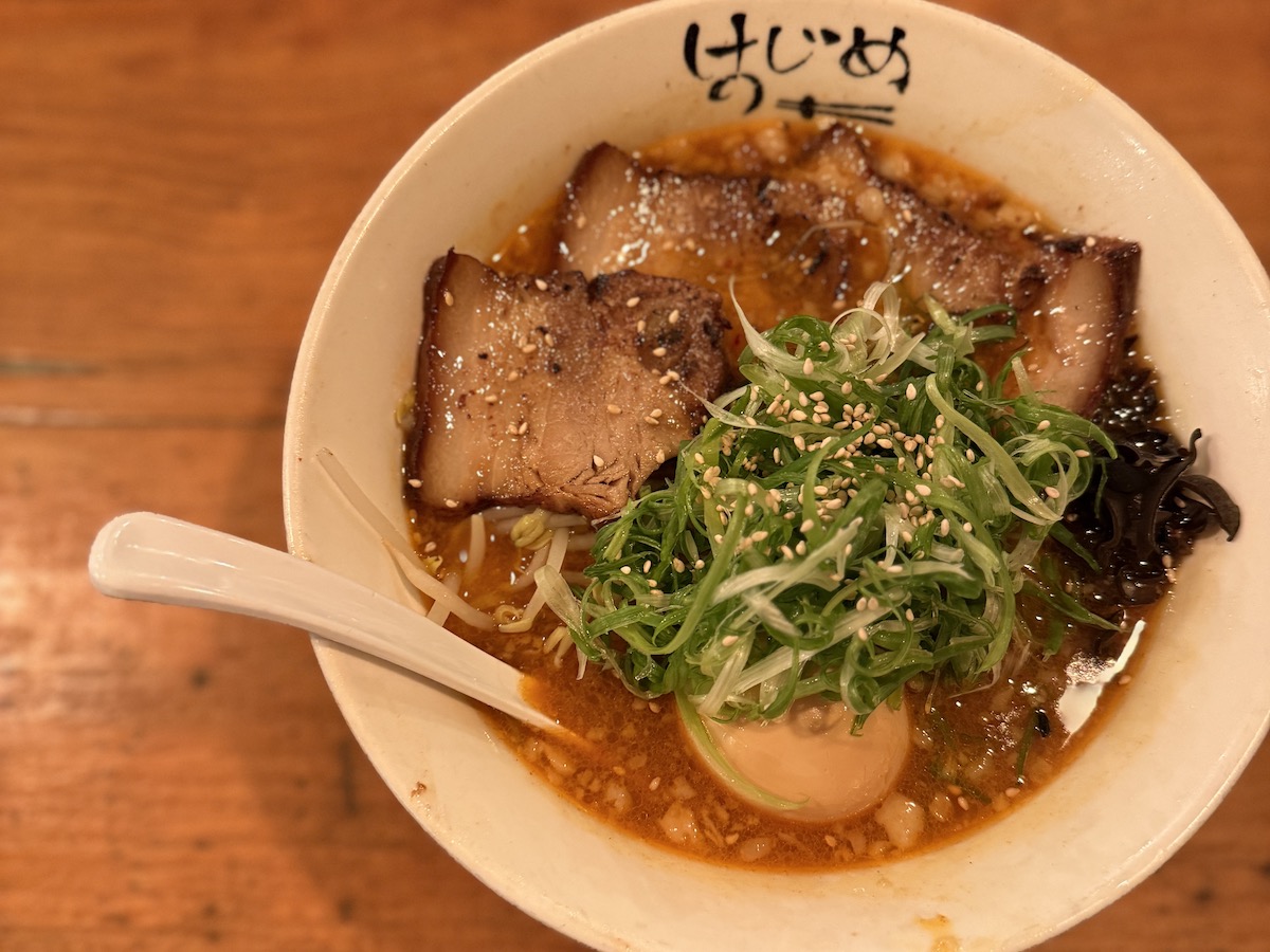 Hajime’s ultra-spicy ramen features a rich pork-based broth loaded with chashu pork, bean sprouts, seaweed and a proprietary spice blend that can be dialed up to level 10. | Photo by Sarah Bisacca