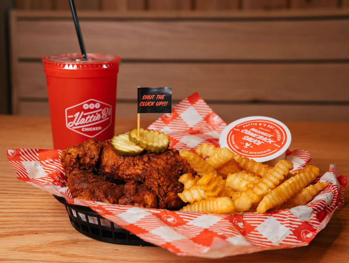 Hattie B’s Shut the Cluck Up chicken sits at the top of the Nashville hot chicken chain’s seven-level heat scale, fueled by ghost peppers and habaneros. | Photo by Loaded For Bear