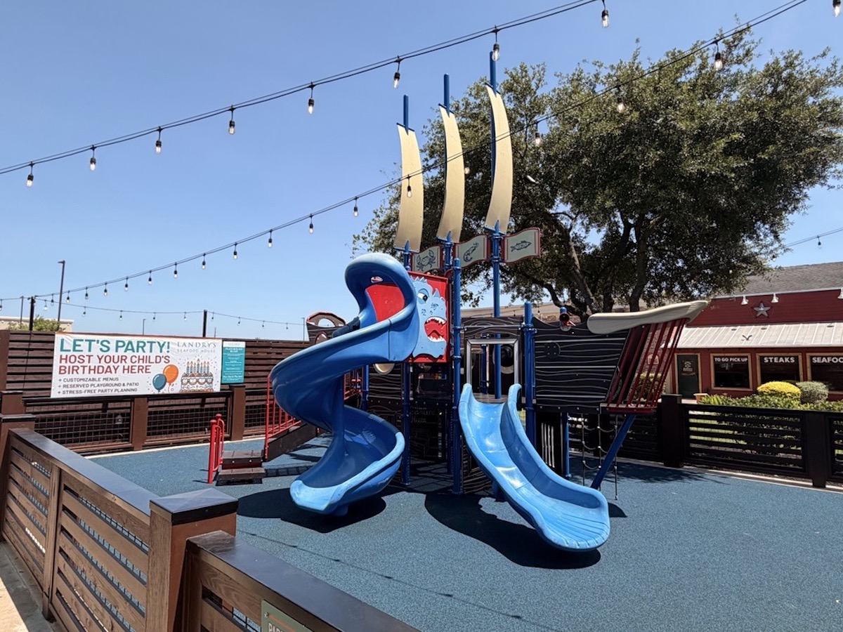 An on-site playground gives families another reason to linger at the new Landry’s Seafood House in Sugar Land. | Photo by Landry's