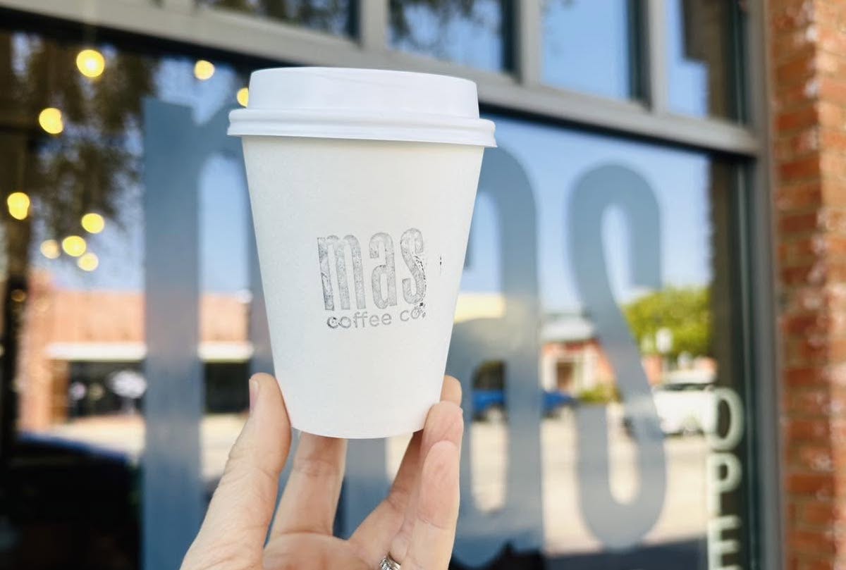 Mas Coffee Co., a Main Street spinoff of Zavala’s Barbecue, serves specialty coffee drinks alongside a daily rotation of barbecue-filled breakfast tacos. | Photo by Mas Coffee Co.