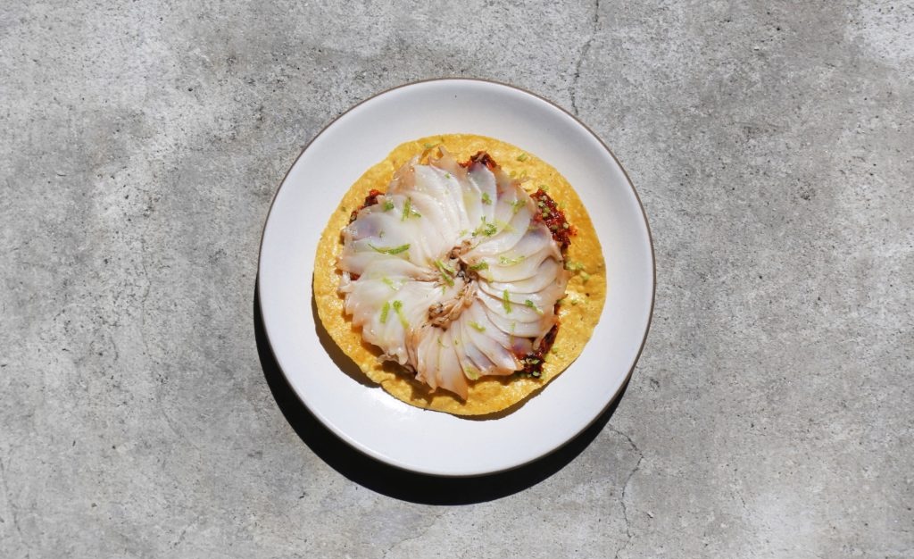 The Abalone tostada. | Photo courtesy of Cosme