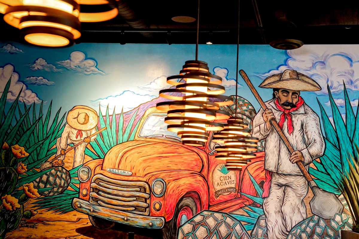 The mural at the new Chandler location of this taco spot. | Photo courtesy of Cien Agaves Tacos & Tequila