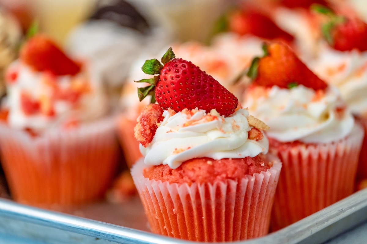 Strawberry cupcakes! This South Phoenix home now houses Red Velvet Recipes. | Photo courtesy of Red Velvet Recipes