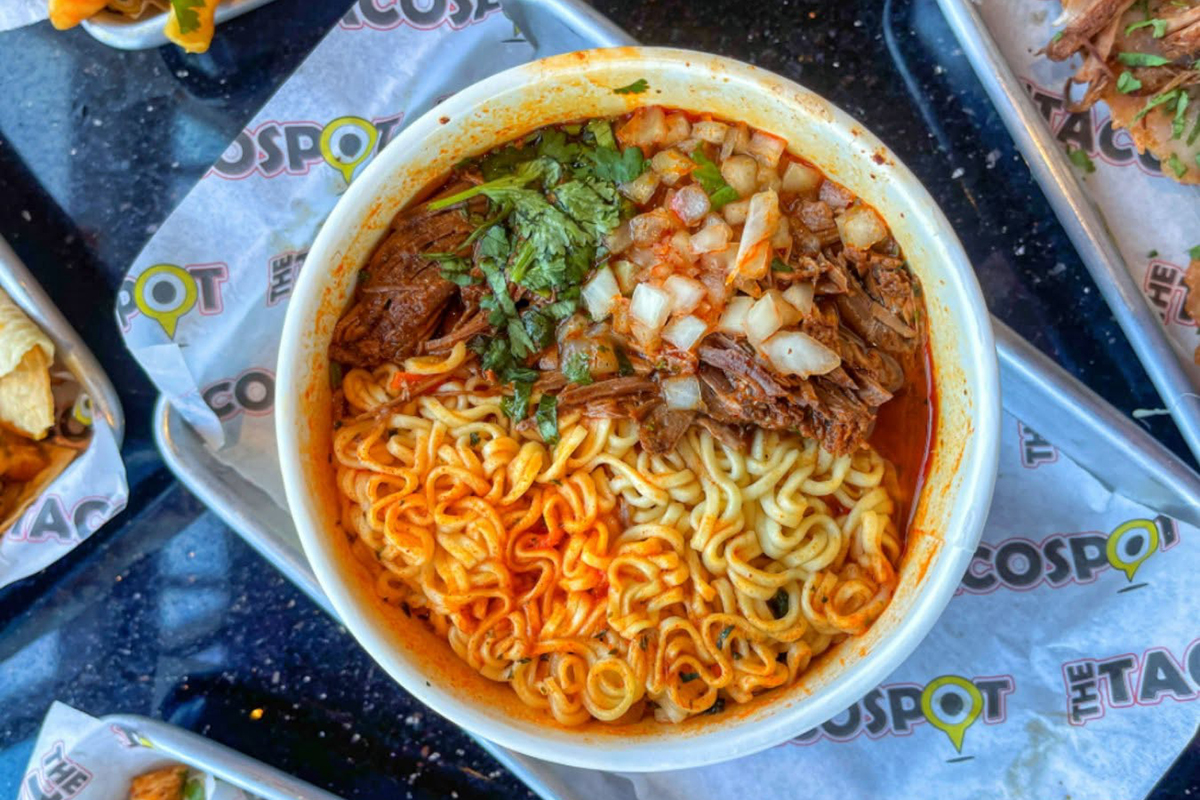 PHX_birria ramen_The Taco Spot - DiningOut While birria tacos are old school, birria ramen is a newer dish. | Photo courtesy of The Taco Spot