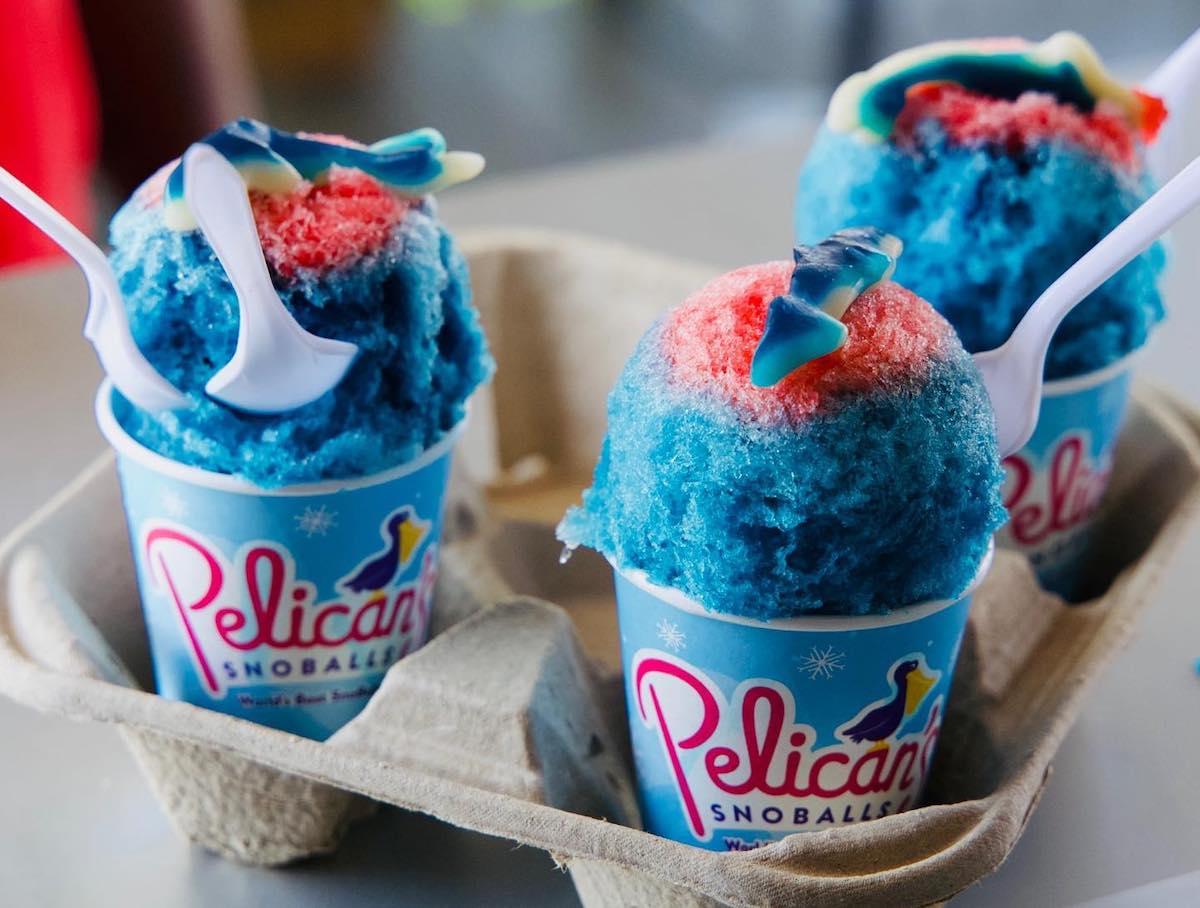 Pelican Snoballs - DiningOut New Orleans-style sno-balls at Pelican’s pair fluffy shaved ice with a seemingly endless selection of colorful syrups and toppings. | Photo by Pelican Snoballs