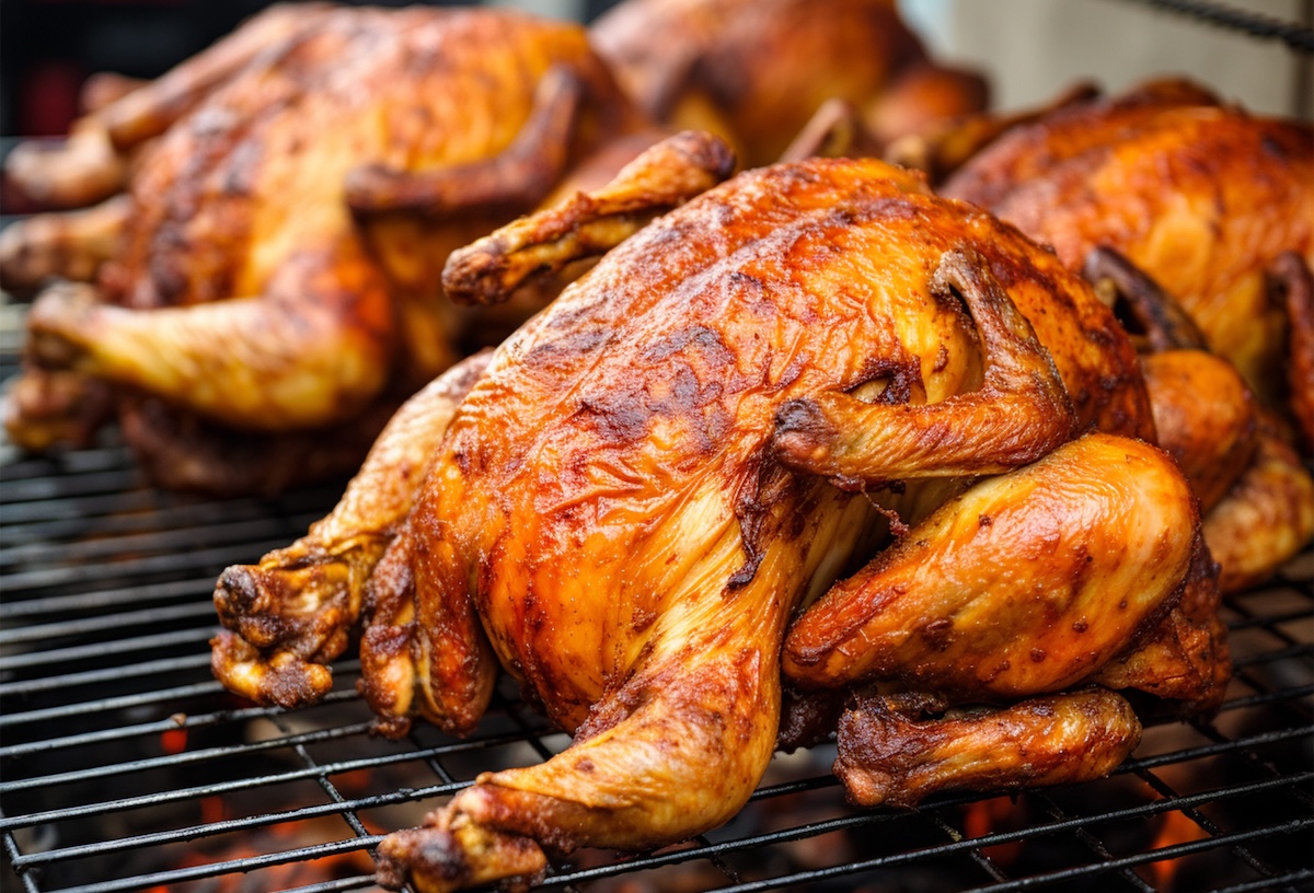 food photography of Chicken grill closeup angle nyc rotisserie chickenn
