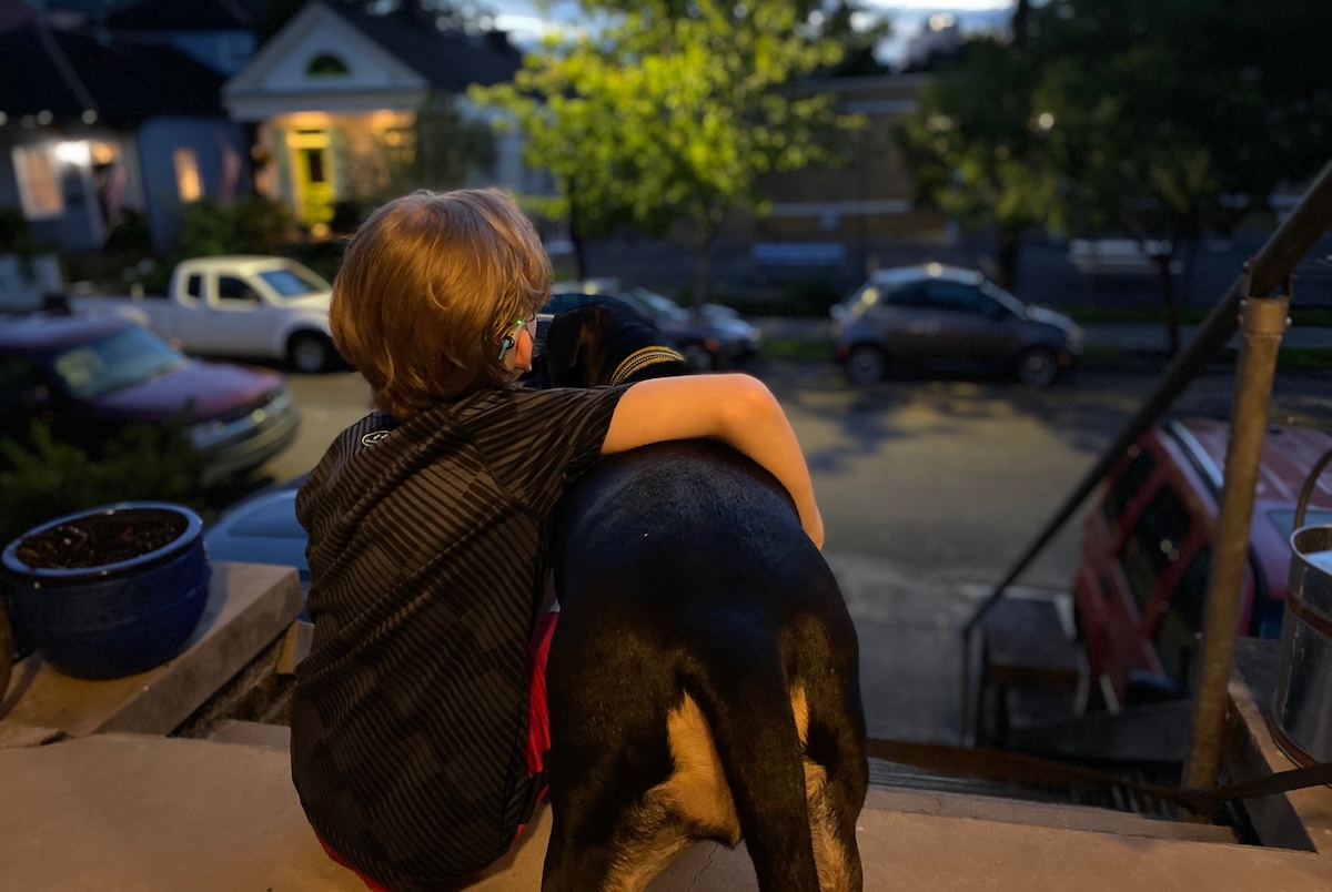Huckleberry and his little master. | Photo courtesy of Jeremy Wolgamott