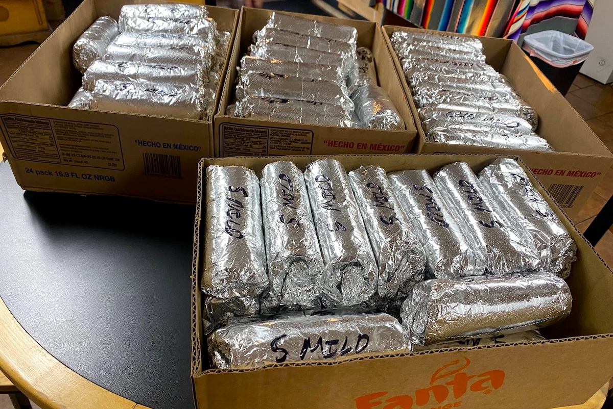 So many amazing breakfast burritos. | Photo courtesy of Rodriguez Mexican
