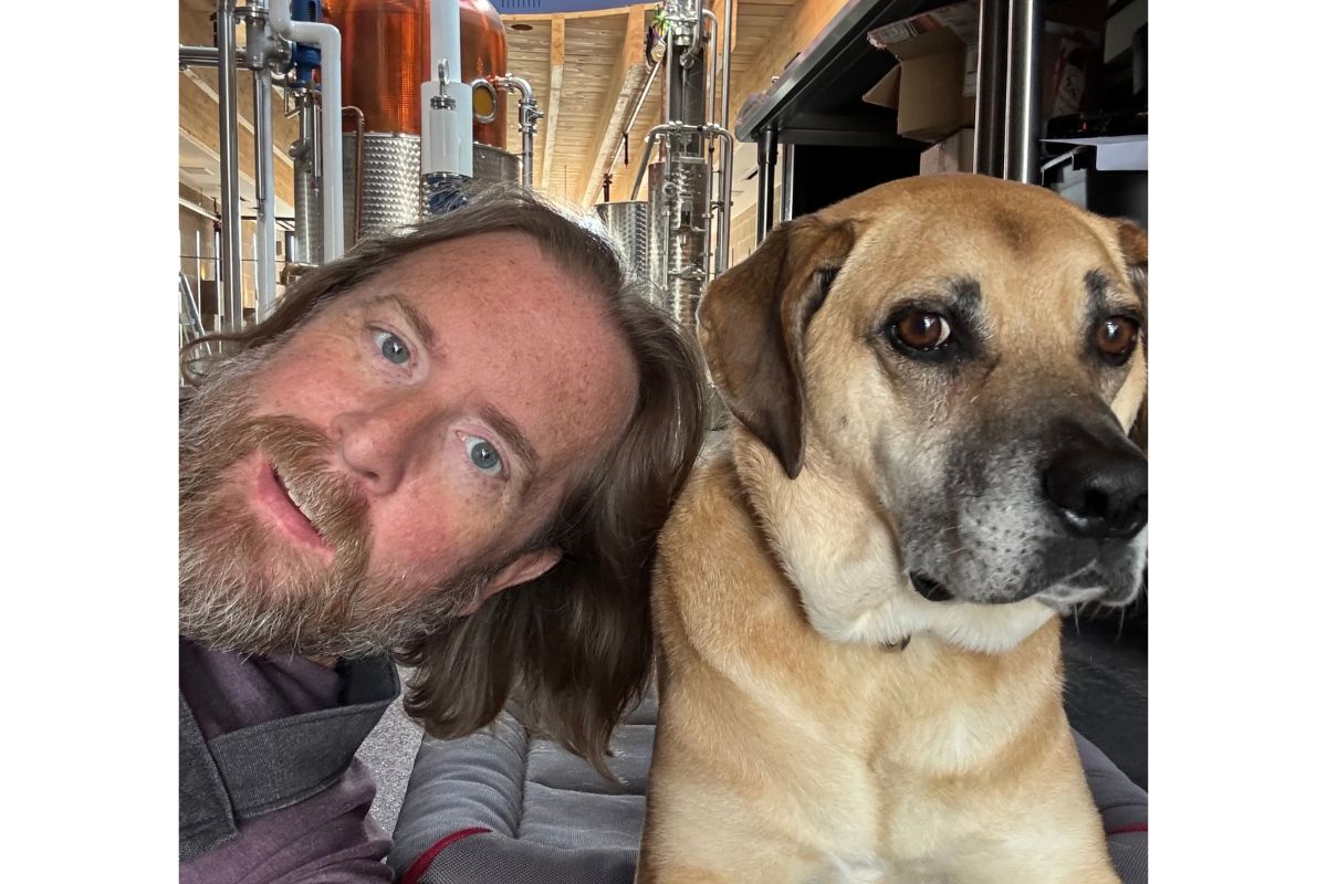 Family Jones distiller Rob Masters with Juniper. | Photo courtesy of Rob Masters