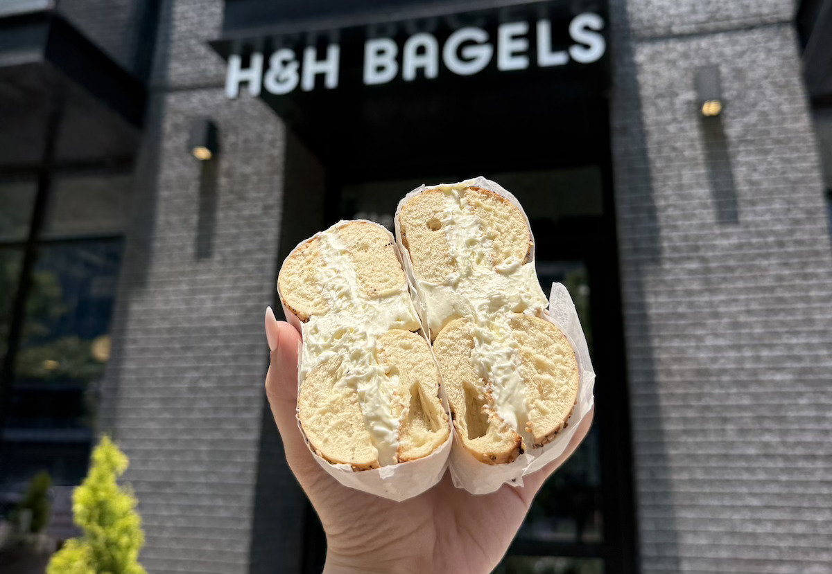 A generously schmeared H&H bagel shows off the New York brand’s signature style ahead of its first Texas opening in Houston. | Photo by H&H Bagels