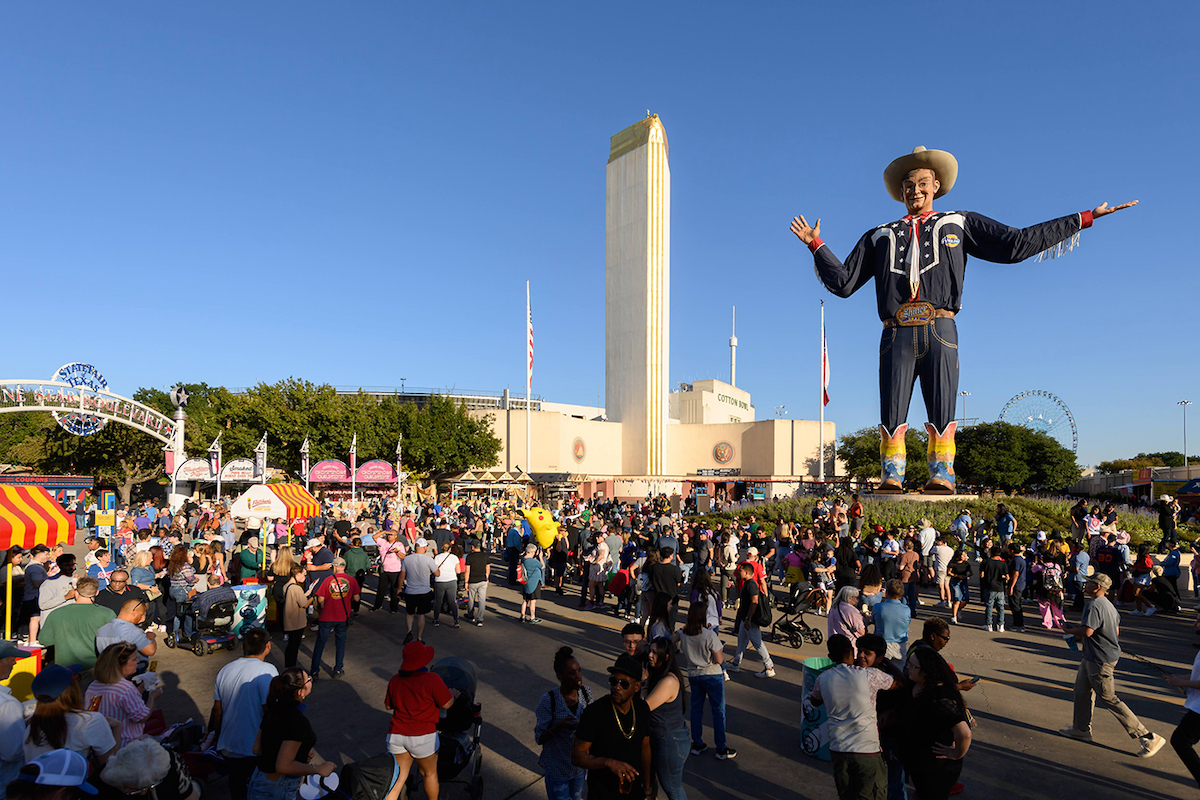 State Fair of Texas DAL - DiningOut Crowds gather around Big Tex at Fair Park, where the State Fair of Texas returns September 25 through October 18. | Photo by the State Fair of Texas
