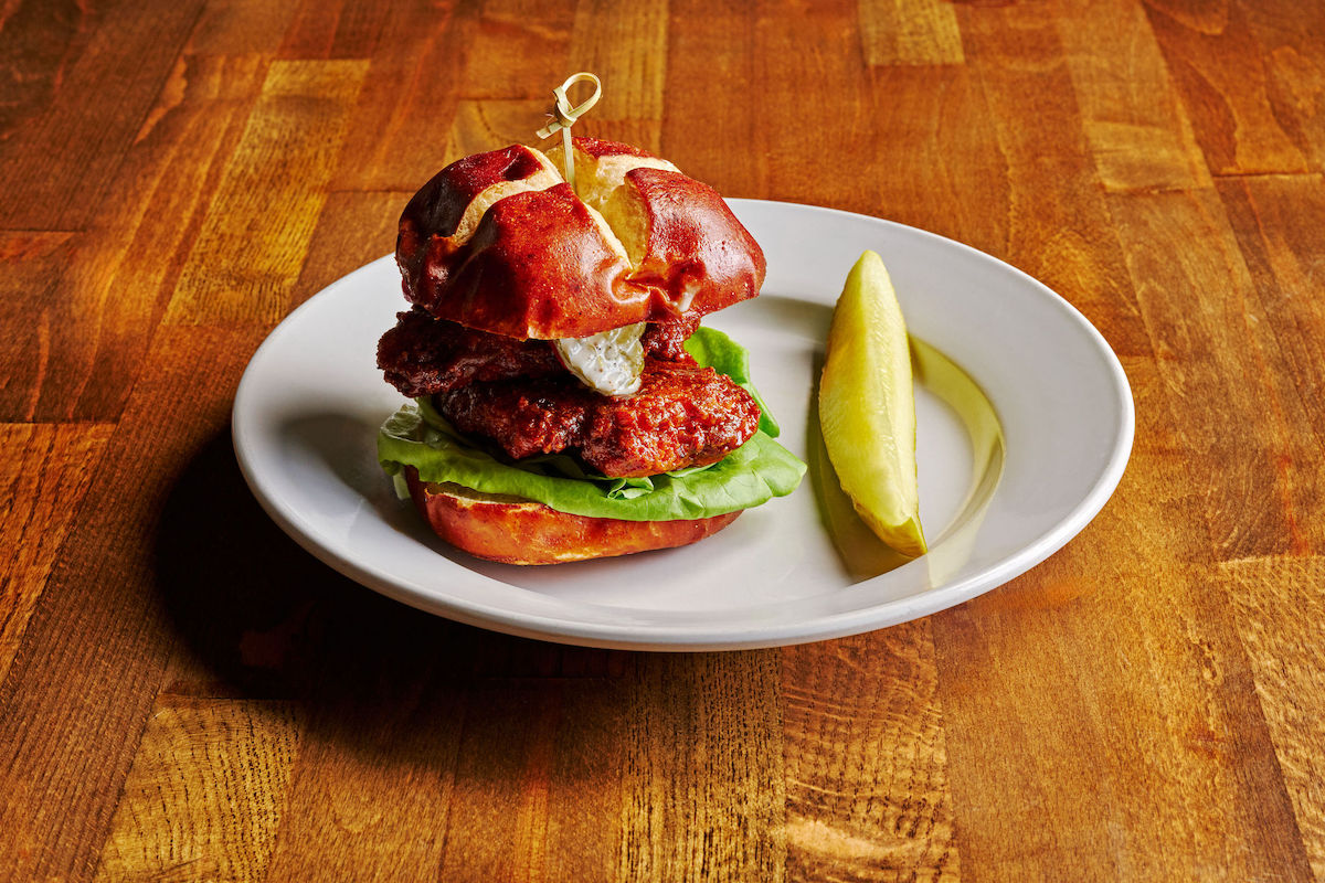 The tingling Nashville hot chicken sandwich is a new addition to the menu at Emmy Squared Pizza. | Photo by Emmy Squared Pizza