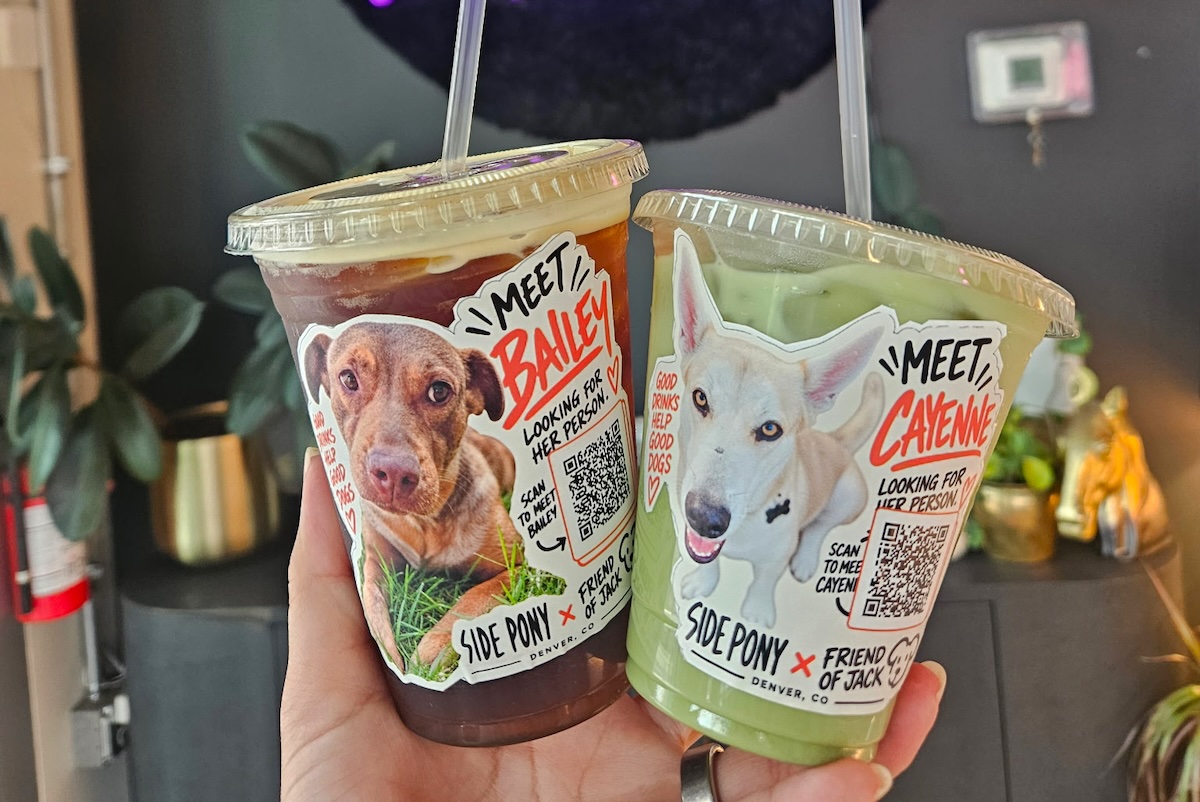 The new cups at Side Pony feature rescue dogs. | Photo courtesy of Side Pony