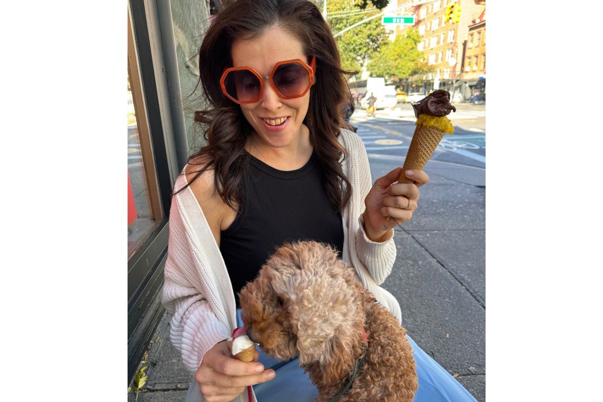 NYC_Ali Rosen_Lily_barkweek - DiningOut Cookbook author and cooking show host Ali Rosen and her dog Lily. | Photo courtesy of Ali Rosen