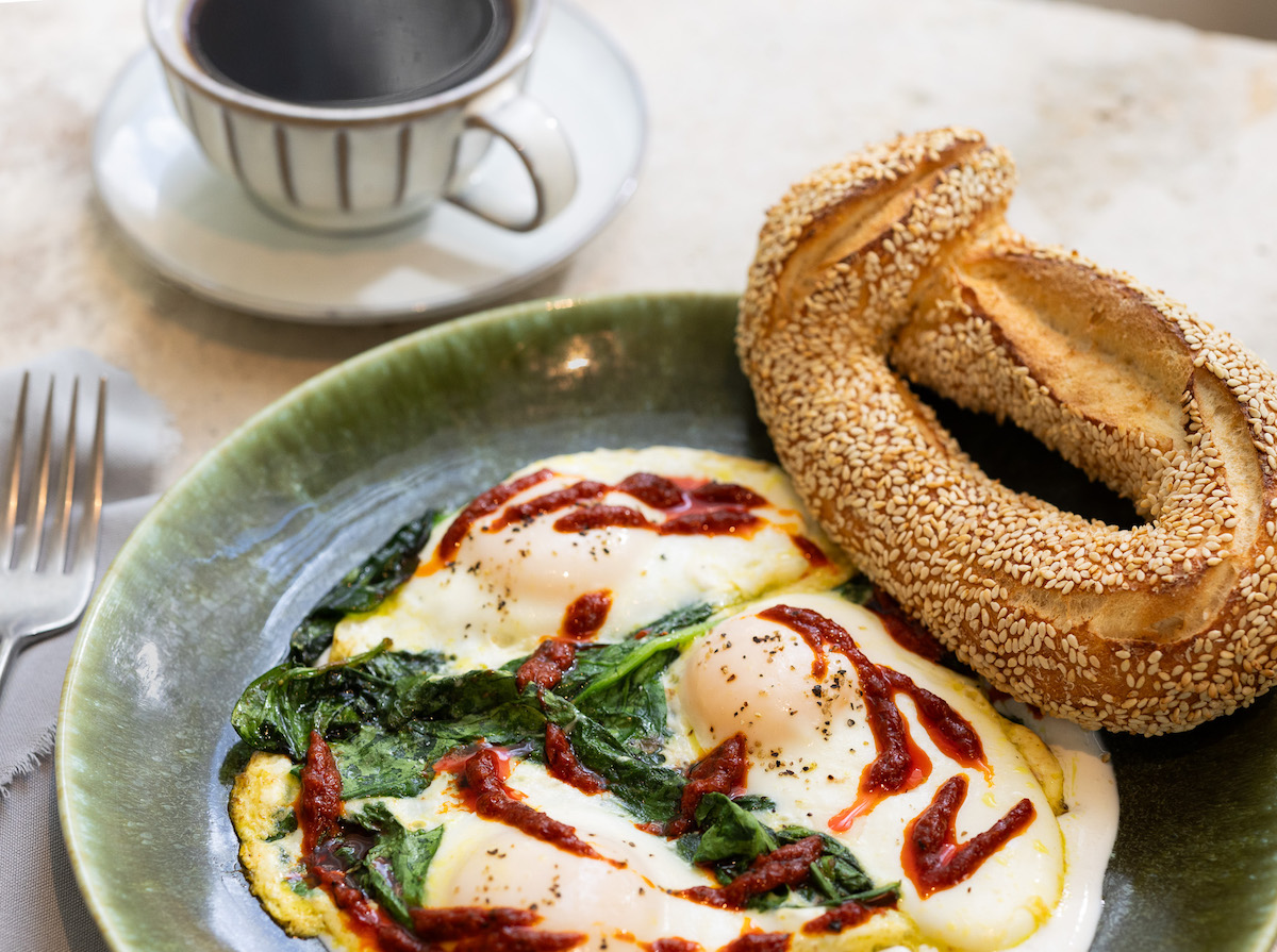 Turkish eggs with Jerusalem bagel at Rumi's Kitchen. | Photo by Rumi's Kitchen